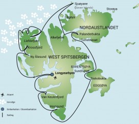 Mapa wycieczki - Dookoła Spitsbergenu - rejs arktyczny (Hondius)