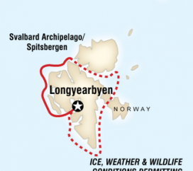 Mapa wycieczki - Polarne Safari na Spitsbergenie - rejs arktyczny (MS Expedition)