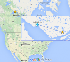 Mapa wycieczki - Zorza polarna - luksusowy pobyt w Kanadzie