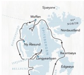 Mapa wycieczki - W królestwie niedźwiedzia polarnego - rejs arktyczny (MS Fram)