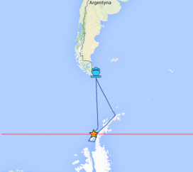 Mapa wycieczki - Rejs na Antarktydę - przekroczenie południowego koła podbiegunowego 
